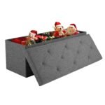Living Room Storage Footstool Toy Box Bench with Linen Fabric