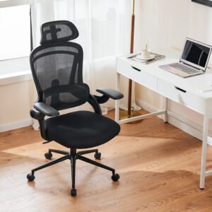 Ergonomic Mesh Office Chair with Lumbar Support and Flip-Up Arms
