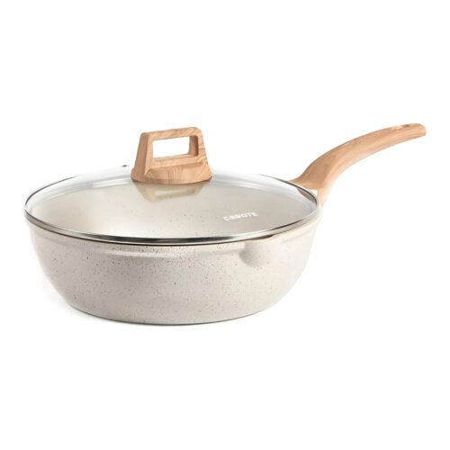 12-Inch Nonstick Deep Frying Pan with Lid, 5.5 Qt Jumbo Saute Pan, PFOA-Free