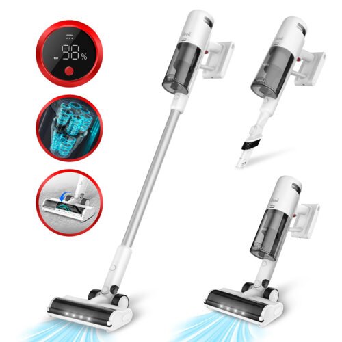 150AW Cordless Stick Vacuum with LED Display, 60min Runtime & Detachable Battery