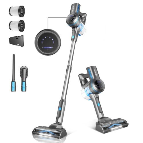 Cordless Stick Vacuum Cleaner, 25Kpa Suction, 45-Min Max Runtime, 6-in-1 Handheld with LED Display