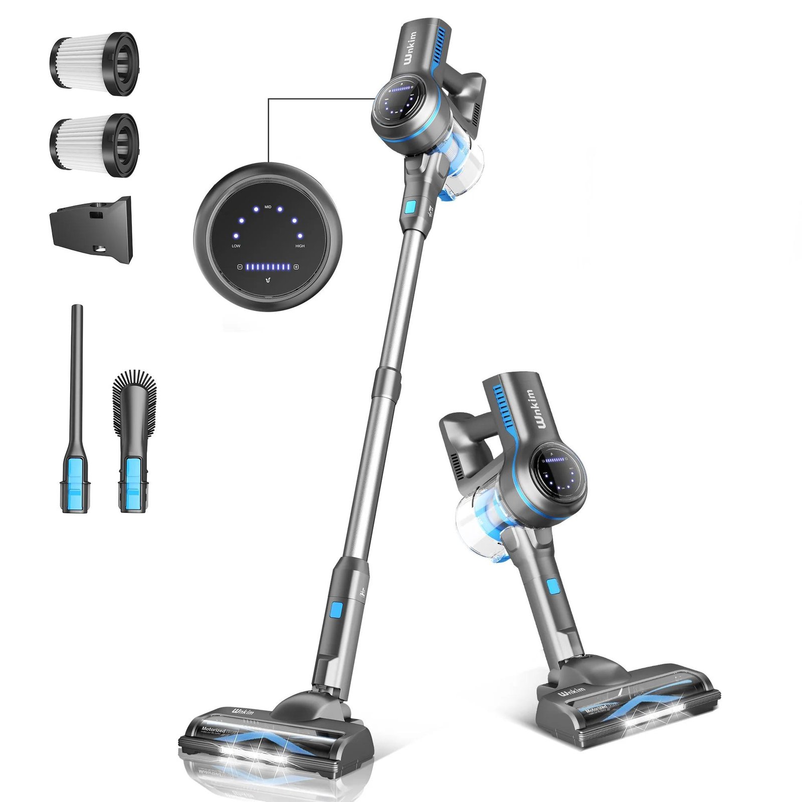Cordless Stick Vacuum Cleaner, 25Kpa Suction, 45-Min Max Runtime, 6-in-1 Handheld with LED Display
