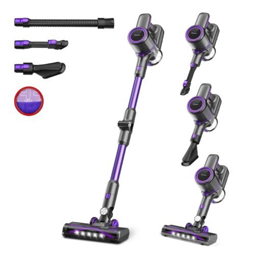 350W Rechargeable Cordless Stick Vacuum Cleaner for Hard Floors, Carpet & Pet Hair