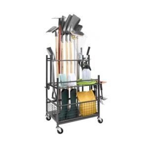 20593-313c2d.jpeg 16-Slot Garden Tool Organizer with Hooks and Wheels for Garage Storage