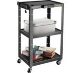 Height Adjustable AV Cart with Power Strip & Cord Management