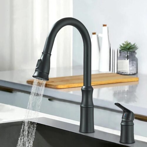 Black Basin Faucet Single Handle Sink Faucet Bathroom Mixer Tap - Wide Spout