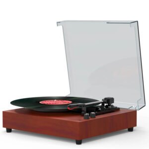 3-Speed Vinyl Record Player with Built-in Speakers, Headphone Jack, and Audio-Technica Stylus