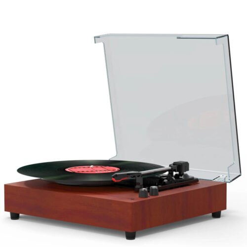 3-Speed Vinyl Record Player with Built-in Speakers, Headphone Jack, and Audio-Technica Stylus
