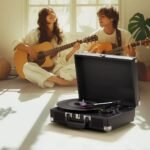 Portable Suitcase Record Player with Built-In Speakers, 3-Speed Vinyl Turntable