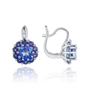 Elegant Iolite Blue Mystic Quartz Clip Earrings in Sterling Silver