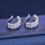 Unisex S925 Moissanite Clip-On Baguette Earrings
