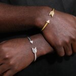 Luxury S925 Silver Arrow Cuff Bracelet with D VVS Moissanite