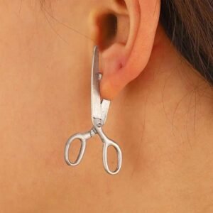 Gothic Scissors Earrings for Men & Women – Punk Silver Color Halloween Jewelry