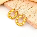 Stainless Steel Circle Heart Earrings – 18K Gold Plated