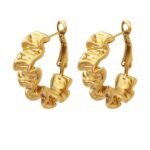 Lateefah Personalized New Geometric Pleated Textured Earrings Design Titanium Steel Gold-Plated Earrings