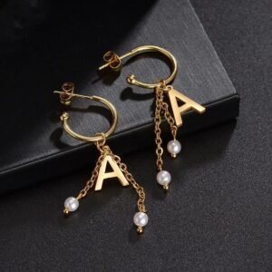 21421-a5e402.jpeg Threaded Twisted C-Shaped Gold-Plated Drop Earrings – Stainless Steel & Zircon