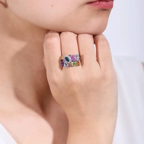 21759-18ea3e.jpeg Multicolor Natural Citrine, Amethyst, Peridot, and Topaz Adjustable Sterling Silver Cocktail Ring