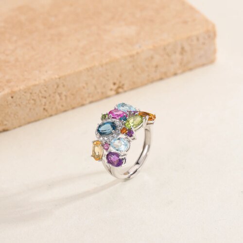 21759-2e218e.jpg Multicolor Natural Citrine, Amethyst, Peridot, and Topaz Adjustable Sterling Silver Cocktail Ring