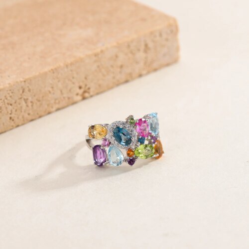 21759-9cc597.jpg Multicolor Natural Citrine, Amethyst, Peridot, and Topaz Adjustable Sterling Silver Cocktail Ring