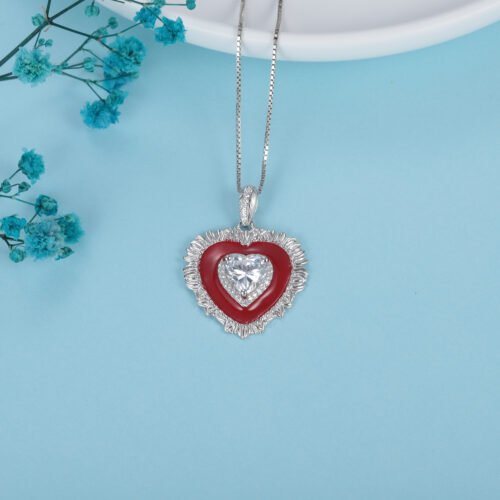 21769-4c5ff2.jpg Red Agate Heart Pendant Necklace in 925 Sterling Silver – Classic Vintage Jewelry for Women