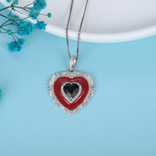 21769-9eb2b0.jpg Red Agate Heart Pendant Necklace in 925 Sterling Silver – Classic Vintage Jewelry for Women