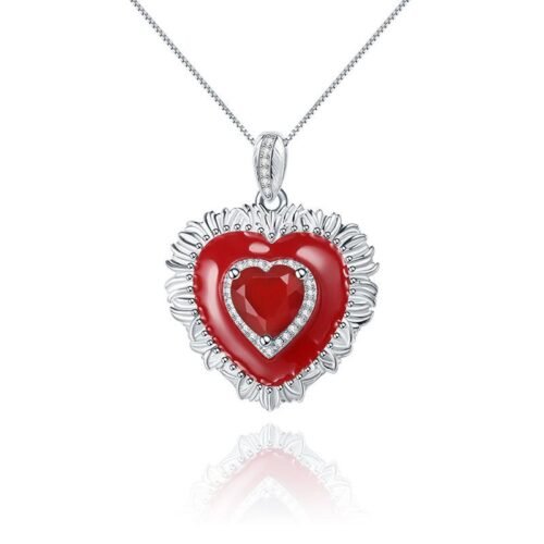 21769-c09d70.jpeg Red Agate Heart Pendant Necklace in 925 Sterling Silver – Classic Vintage Jewelry for Women