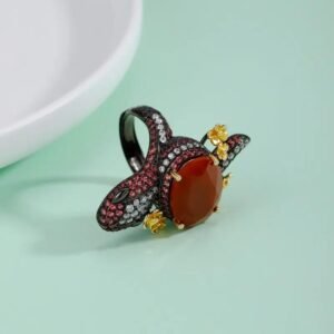 21785-20fa6a.jpeg Vintage Red Agate Cocktail Ring 925 Sterling Silver Adjustable Fine Jewelry