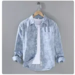 Casual Men's Cashew Printed Denim Shirt