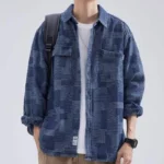 Men's Vintage-Inspired Korean Denim Cargo Shirt - Autumn Winter Casual Outerwear