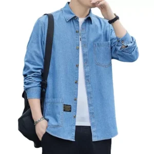 Men's Classic Denim Shirt - Slim Fit Cotton Casual Jacket for Spring/Autumn