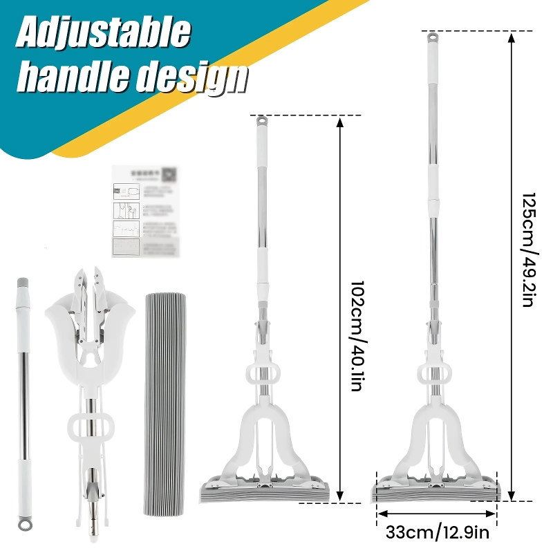 Adjustable Telescopic Sponge Mop with Super Absorbent Dual-Use Head - Image 5