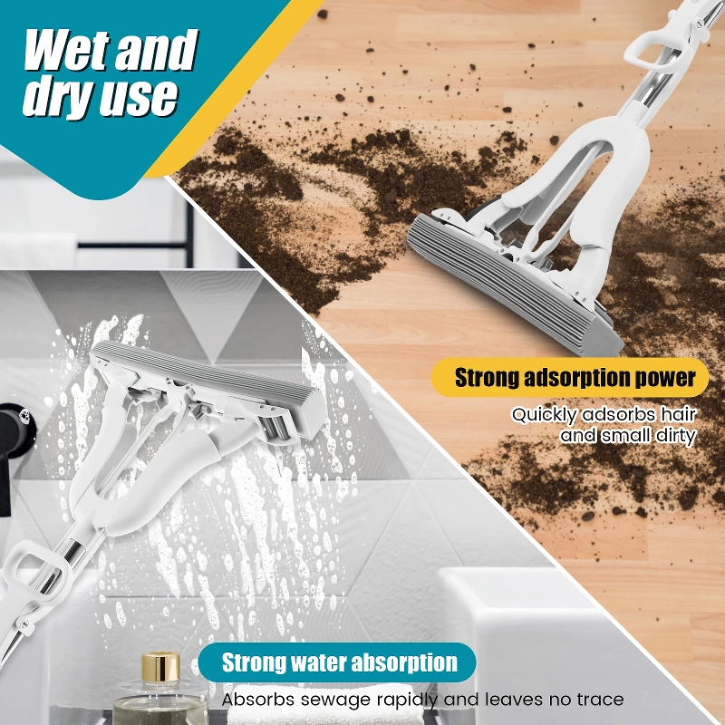 Adjustable Telescopic Sponge Mop with Super Absorbent Dual-Use Head - Image 2