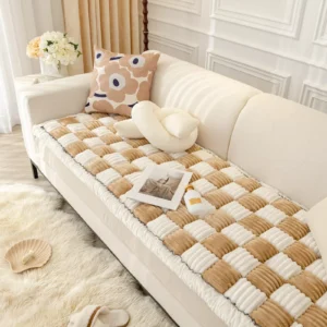 Luxurious Thickened Flannel Sofa Cover with Anti-Slip Backing