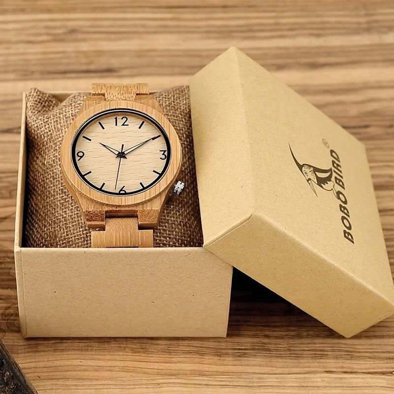 Men's Bamboo Wooden Quartz Watch: Elegant Timepiece with Luminous Hands - Image 7