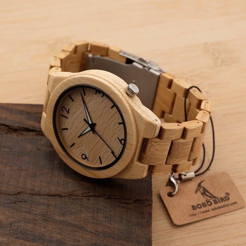 Men's Bamboo Wooden Quartz Watch: Elegant Timepiece with Luminous Hands - Image 6