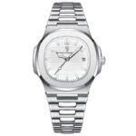 Buy Elite Square Dial Stainless Steel Men's Watch with Luminous Hands & Calendar Online | Jogoka