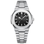 Buy Elite Square Dial Stainless Steel Men's Watch with Luminous Hands & Calendar Online | Jogoka