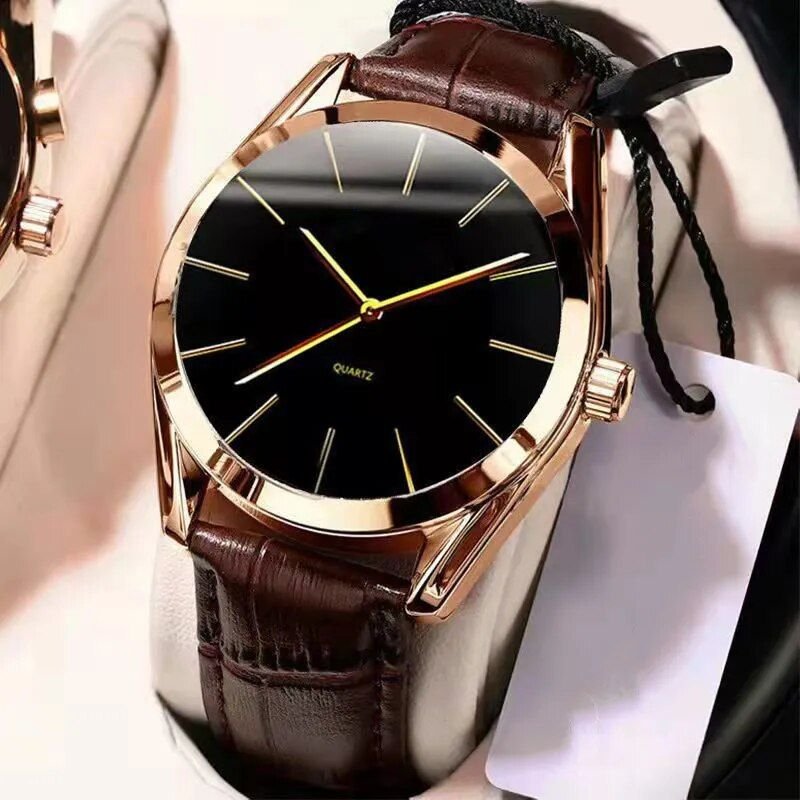 Luxurious Quartz Men's Wristwatch: Leather Strap, Waterproof & Business-Casual Design - Image 2