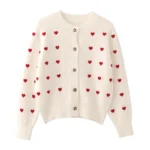 Embroidered Heart V-Neck Cardigan