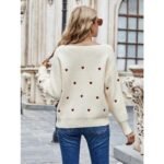Buy V Neck Embroidery Heart Sweater Online | Jogoka