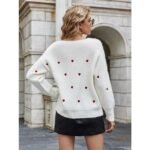 Buy V Neck Embroidery Heart Sweater Online | Jogoka
