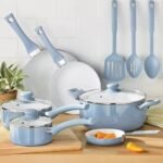 Buy Deluxe Aqua 12-Piece Ceramic Nonstick Cookware Set — Eco-Friendly, Hand Wash Only Online | Jogoka