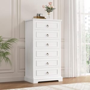 Buy Modern Farmhouse 6-Drawer Tall Dresser - Storage Organizer for Living Room, Hallway, Entryway, Home Office Online | Jogoka