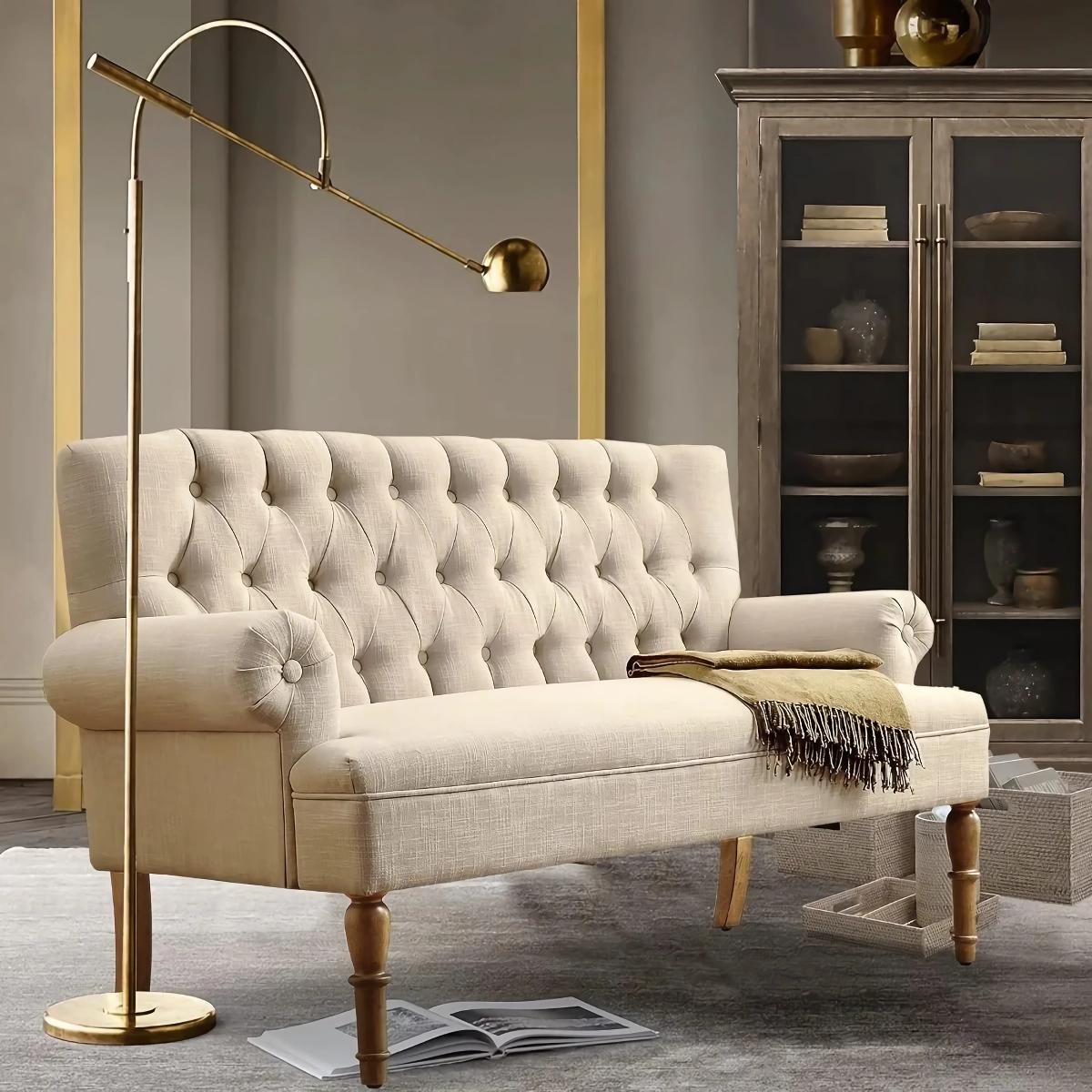 Elegant Warm Beige Two-Seater Sofa