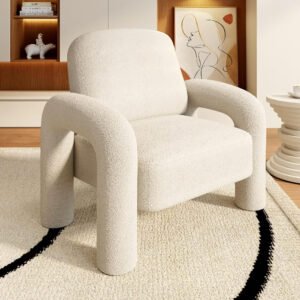 Buy Modern Accent Armchair with Elephant Trunk Armrests and Sherpa Upholstery Online | Jogoka