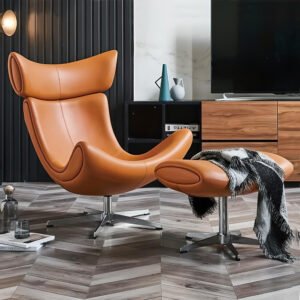 Buy Luxury Modern Leather Leisure Chair & Ottoman Set for Living Room & Office Online | Jogoka