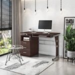 Elegant Chocolate Computer Desk with Ample Storage and Durable Design