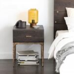 Neoclassical Black and White Bedside Storage Table
