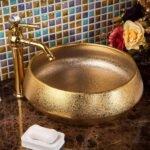 Luxury Gold Glazed Ceramic Bathroom Basin