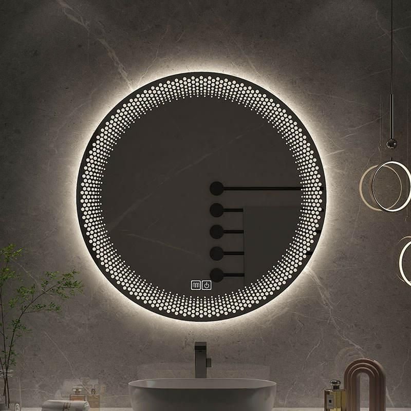 Round Smart LED Bathroom Mirror with 3-Color Adjustable Backlight & Defogging Feature
